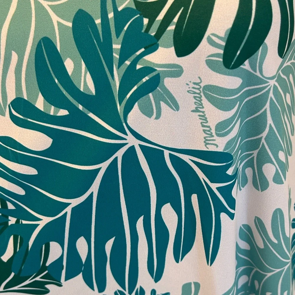 NEW Manuhealii Teal Leaf Print Tank Top, Small - Picture 3 of 4